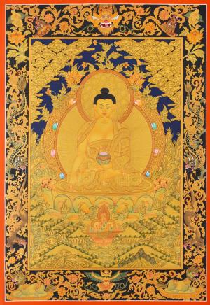 Full 24K Gold Style Shakyamuni Buddha | Wall Hanging Yoga Meditation Art
